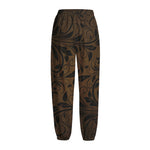 Dark Brown Western Damask Print Fleece Lined Knit Pants