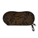 Dark Brown Western Damask Print Glasses Case