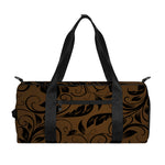 Dark Brown Western Damask Print Gym Bag