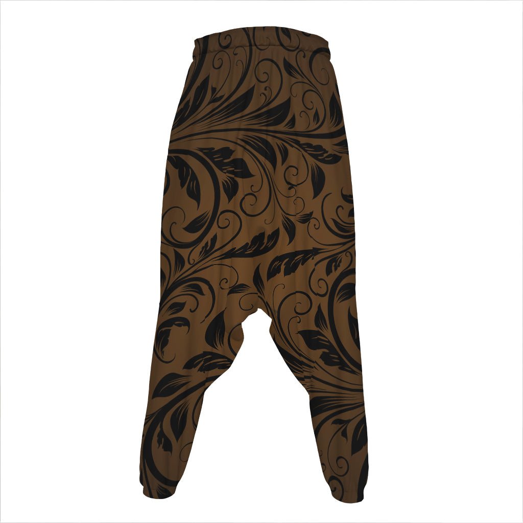 Dark Brown Western Damask Print Hammer Pants