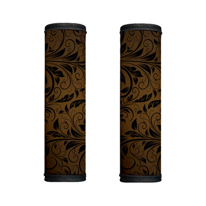 Dark Brown Western Damask Print Handle Covers