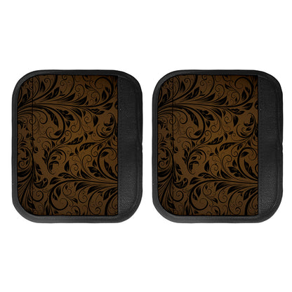 Dark Brown Western Damask Print Handle Covers