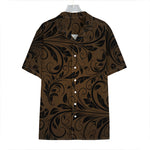 Dark Brown Western Damask Print Hawaiian Shirt