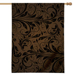 Dark Brown Western Damask Print House Flag