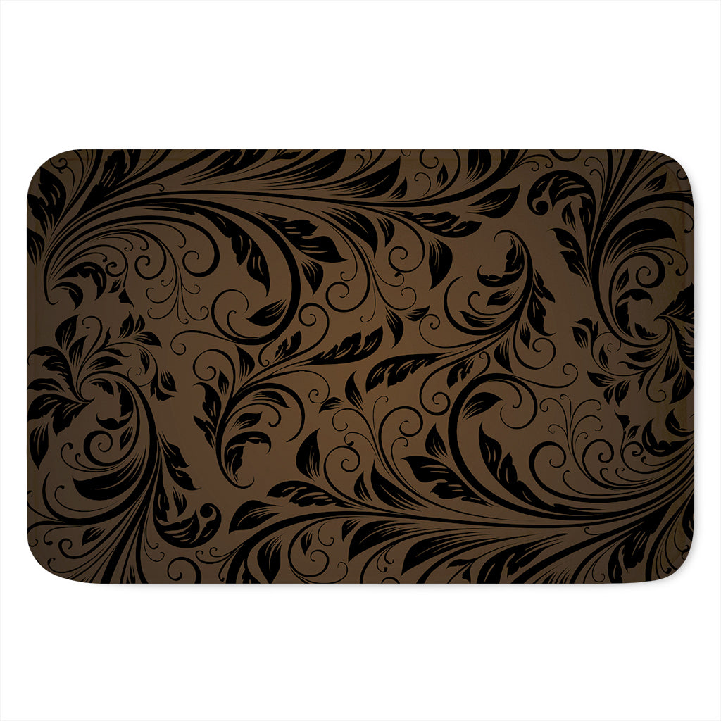 Dark Brown Western Damask Print Indoor Door Mat
