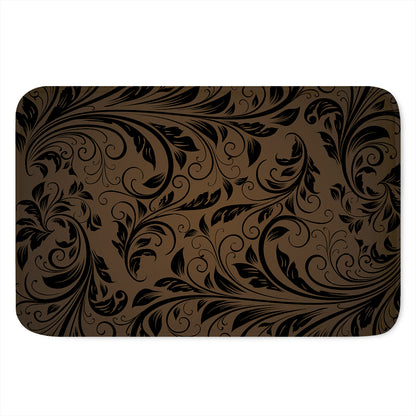 Dark Brown Western Damask Print Indoor Door Mat