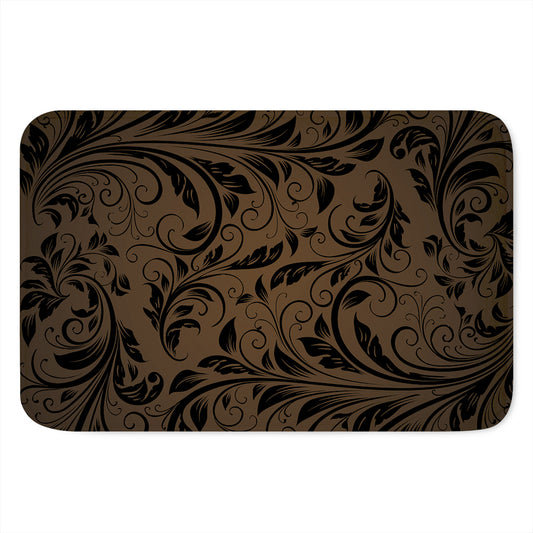 Dark Brown Western Damask Print Indoor Door Mat