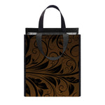 Dark Brown Western Damask Print Insulated Lunch Tote