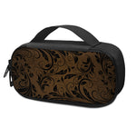 Dark Brown Western Damask Print Insulin Cooler Travel Case