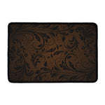 Dark Brown Western Damask Print Kitchen Mat