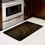 Dark Brown Western Damask Print Kitchen Mat