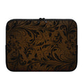 Dark Brown Western Damask Print Laptop Sleeve