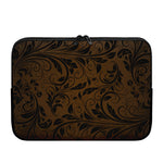 Dark Brown Western Damask Print Laptop Sleeve