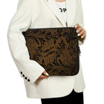 Dark Brown Western Damask Print Laptop Sleeve