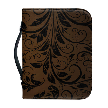 Dark Brown Western Damask Print Leather Bible Cover