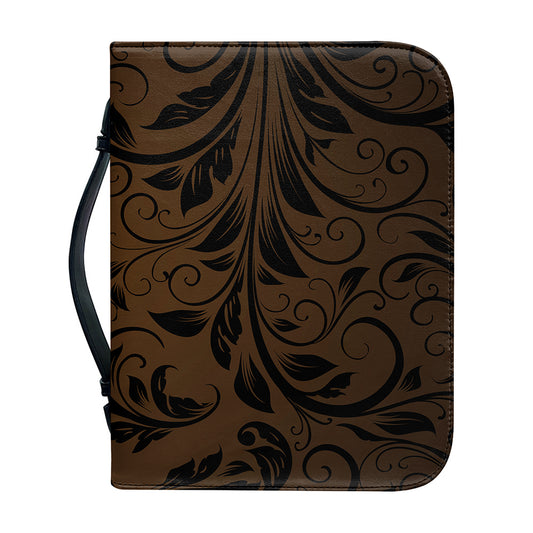 Dark Brown Western Damask Print Leather Bible Cover