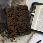 Dark Brown Western Damask Print Leather Bible Cover