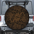 Dark Brown Western Damask Print Leather Spare Tire Cover