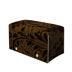 Dark Brown Western Damask Print Leather Tissue Box Cover