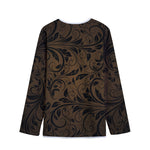 Dark Brown Western Damask Print Long Sleeve Short Coat