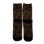 Dark Brown Western Damask Print Long Socks