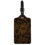 Dark Brown Western Damask Print Luggage Tag
