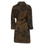 Dark Brown Western Damask Print Men's Bathrobe