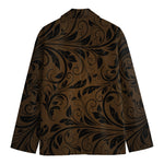 Dark Brown Western Damask Print Men's Blazer