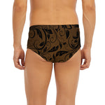 Dark Brown Western Damask Print Men's Briefs