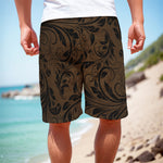 Dark Brown Western Damask Print Men's Cargo Shorts