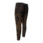 Dark Brown Western Damask Print Men's Compression Pants