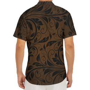 Dark Brown Western Damask Print Men's Deep V-Neck Shirt