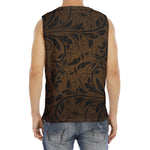 Dark Brown Western Damask Print Men's Fitness Tank Top