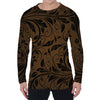 Dark Brown Western Damask Print Men's Long Sleeve T-Shirt