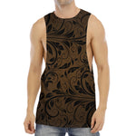 Dark Brown Western Damask Print Men's Muscle Tank Top