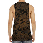 Dark Brown Western Damask Print Men's Muscle Tank Top
