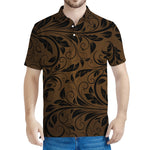 Dark Brown Western Damask Print Men's Polo Shirt