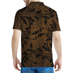 Dark Brown Western Damask Print Men's Polo Shirt