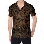Dark Brown Western Damask Print Men's Shirt