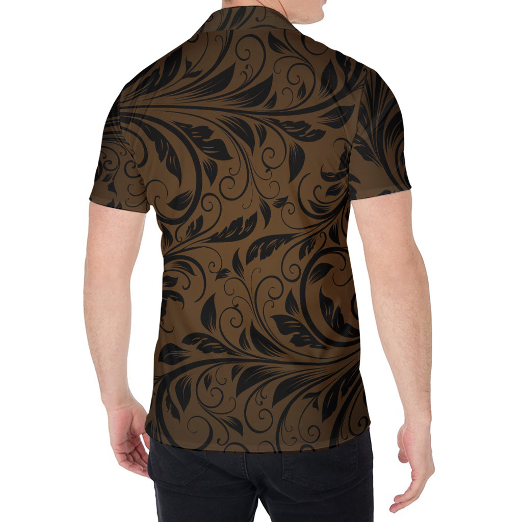 Dark Brown Western Damask Print Men's Shirt