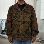 Dark Brown Western Damask Print Men's Shirt Jacket