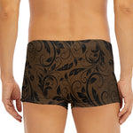 Dark Brown Western Damask Print Men's Short Boxer Briefs