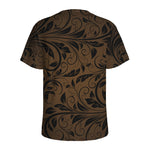 Dark Brown Western Damask Print Men's Sports T-Shirt