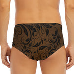 Dark Brown Western Damask Print Men's Triangle Swim Briefs