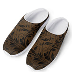 Dark Brown Western Damask Print Mesh Casual Shoes