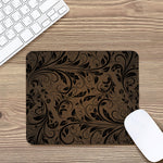Dark Brown Western Damask Print Mouse Pad