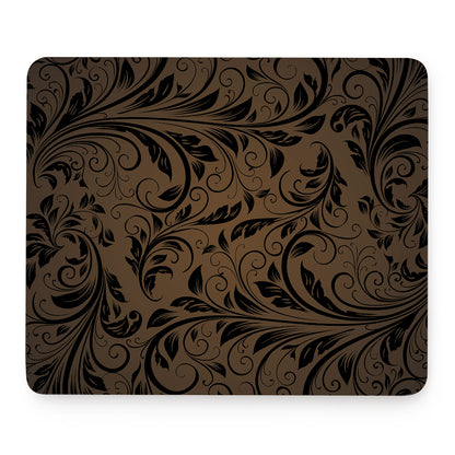 Dark Brown Western Damask Print Mouse Pad