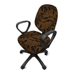 Dark Brown Western Damask Print Office Chair Cover