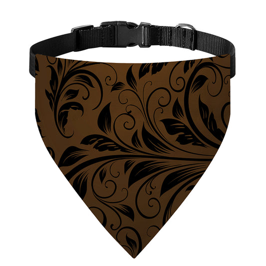 Dark Brown Western Damask Print Over The Collar Dog Bandana