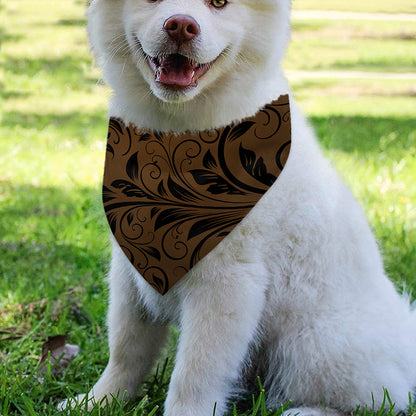 Dark Brown Western Damask Print Over The Collar Dog Bandana